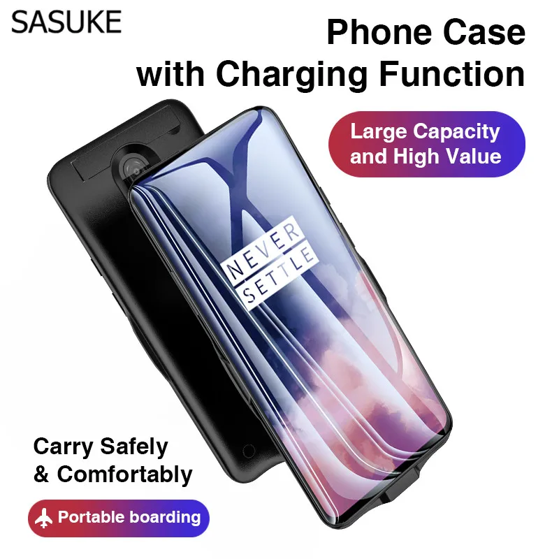 

6500mAh Battery Cases For Oneplus 7T Stand Charging Power Bank Covers For One Plus 7T Pro Black Blue External Power Case coques