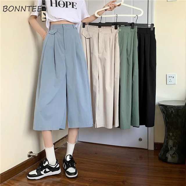 Pants Women Spring Autumn All-match Trendy Female Korean Style Leisure  Loose High Quality Streetwear Pockets Trousers Solid Chic - Pants & Capris  - AliExpress