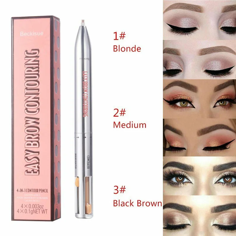 

New 4-In-1 Easy To Wear Eyebrow Contour Pen Waterproof Defining Highlighting Eye Brow Eyebrow Pencil Beauty Makeup Cosmetic