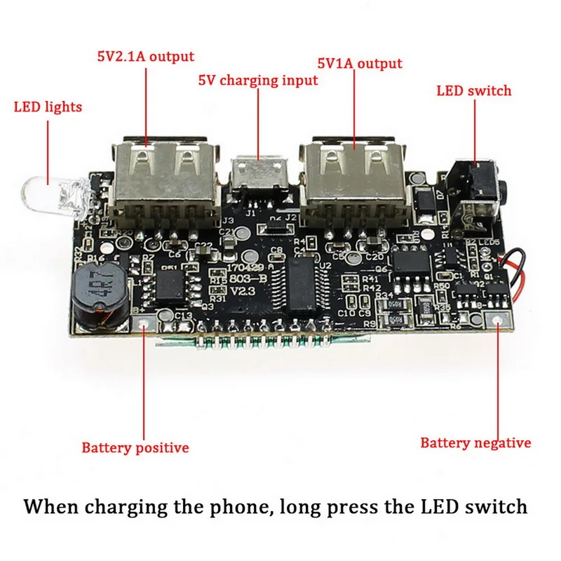 Двойной USB 5V 1A 2.1A мобильный Банк питания 18650 литиевая батарея зарядное устройство