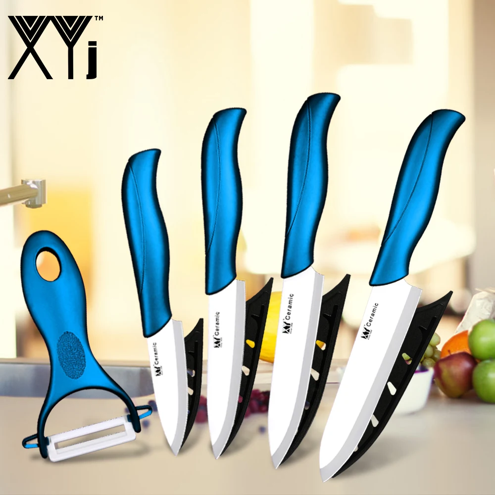 Ceramic Knives Kitchen knives 3 4 5 6 inch Chef knife Cook Set+peeler white  zirconia blade Multi-color Handle High Quality