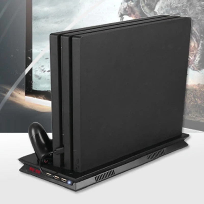 Вертикальная подставка с охлаждающим вентилятором для PS4 Slim/Pro/Обычная Playstation 4, зарядное устройство для геймпада, светодиодный индикатор с 3 портами USB H