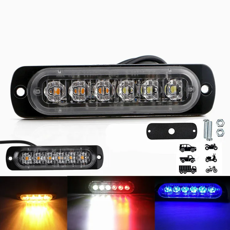1PCS 6LED Untra slim Car Truck Van Side Strobe Light LED Ambulance Police Warning Flasher Caution Emergency Construction lights | Лампы и