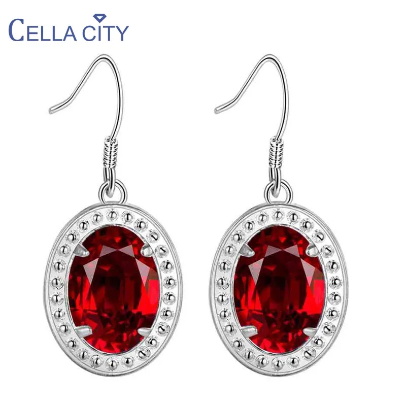 

Cellacity Vintage Ruby Drop Earrings For Women 925 Silver Gemstone Women Fine Jewelry For Chamr Women Wedding Engagement Gift