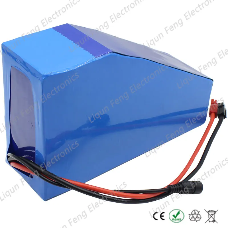 Discount Electric Bike Battery 48V 22AH 1500W Triangle Lithium battery with PVC Case 30A BMS + 54.6V 2A charger + Free triangle bag 7