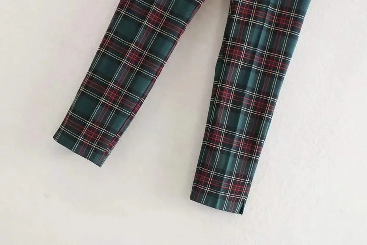 New women's Plaid straight casual pants in autumn and winter women pants streetwear plaid pants women
