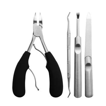 

1 Set/3pcs Professional Nail Art Tools Stainless Steel Nail Clipper Cutter Trimmer Nail File Set for Home Travel Hotel (Black +