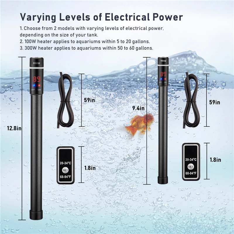 INKBIRD Adjustable Temperature Thermostat Heater Rod 100W/300W Submersible  Aquarium Fish Tank Water Heat with IC Chip LCD Screen - AliExpress