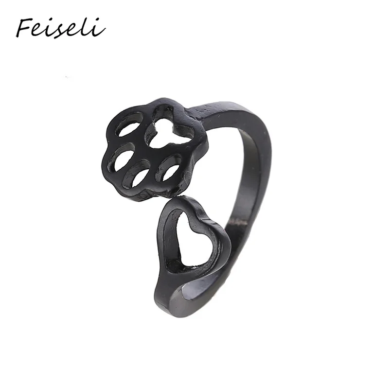 Feiseli, простой дизайн, животное, кошка, коготь, кольцо для женщин, полое, сердце, собака, коготь, открытие, регулируемое кольцо на палец, украшение