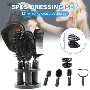 

Wholesale 5pcs/set Women Hair Brush Massage Comb Styling Salon Home Set Mirror and Stand Holder M3