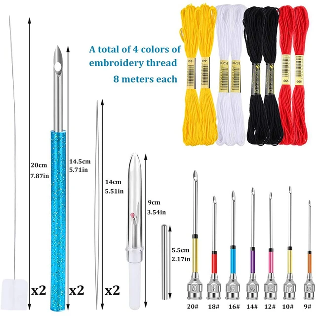  10 Pcs Long Needle Threader for Embroidery Stitching Tool, 10  Pcs Stainless Steel Needle Threader for Punch Needles Embroidery Floss  Cross Stitch (2 Models)