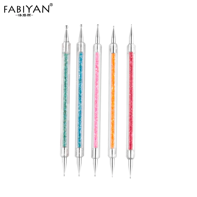 

5Pcs Set 2 Way Acrylic Shell Powder Dot Point Dotting Pen UV Gel Polish Painting DIY Nail Art Brush Decoration Manicure Tools