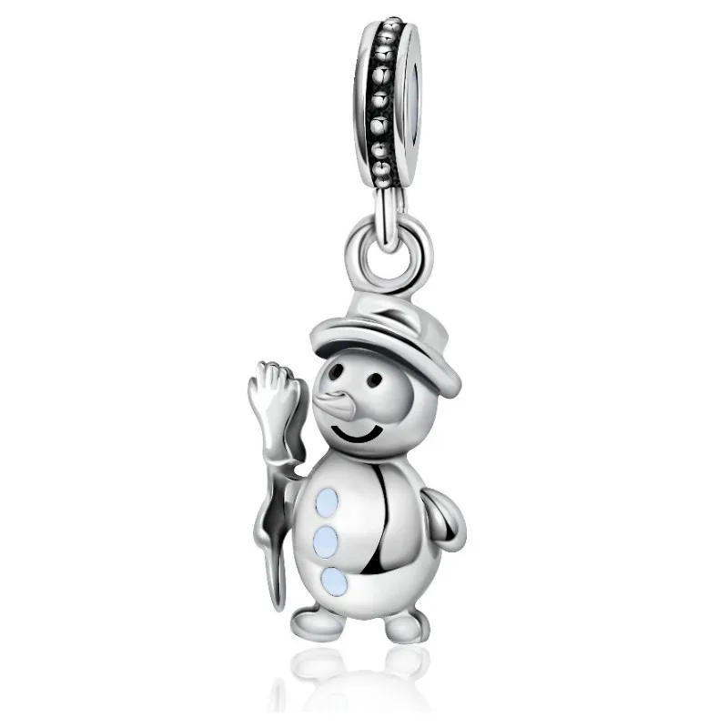 

2018 NEW Original Design 100% 925 Sterling Silver Pendant Pen And Snowman Bead Charm Puppet Bead Fit DIY Bracelet Jewelry Gift