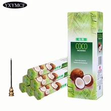 Индийские ароматические палочки из кокосового ореха, 120 шт., домашний ароматизатор для кофе ручной работы, деревянный держатель для благовоний для домашнего декора, свежий воздух