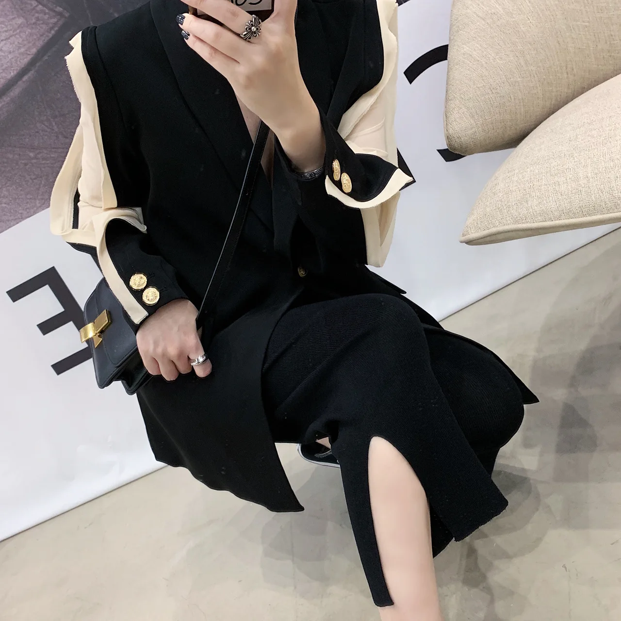 Шифоновые Лоскутные женские блейзеры, Модные Дизайнерские офисные женские куртки и пальто, Осенние уличные женские блейзеры, корейский стиль