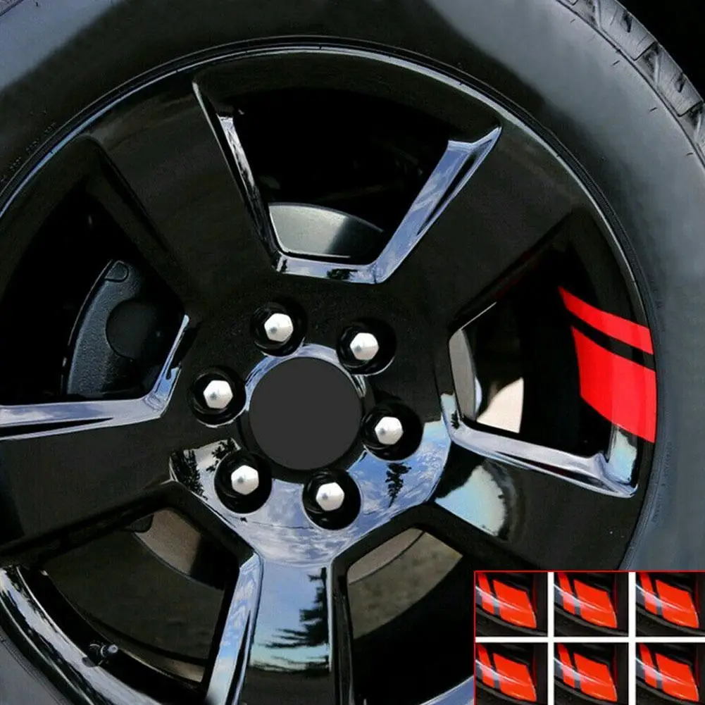 6pcs Reflective Wheel Rim Vinyl Stickers Racing Wheel Stripe Decals