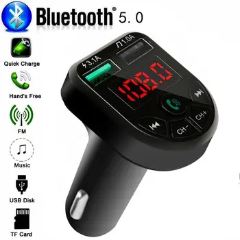

Bluetooth 5.0 FM Transmitter Car Kit MP3 Modulator Player Wireless Handsfree Audio Receiver Dual USB Fast Charger 3.1A