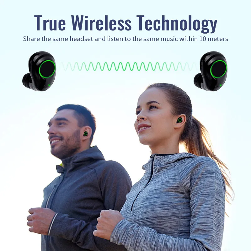 TWS Bluetooth True Wireless Earphones 4D Stereo Earbuds Mini TWS Waterproof Headfrees 800mAh Power Bank For Smart phones