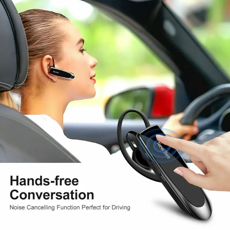 Wireless Bluetooth Headset Handsfree Earpiece Drive Microphone Earbud Ear Hook Headphone