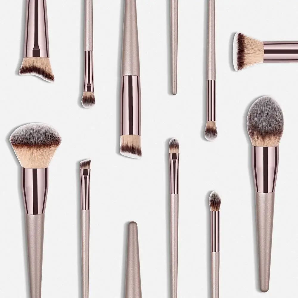 

10pcs Makeup Brushes Set Champagne Powder Foundation Blush Conclear Lip Eye Shadow Rose Gold Professional Cosmetics Brochas Kit