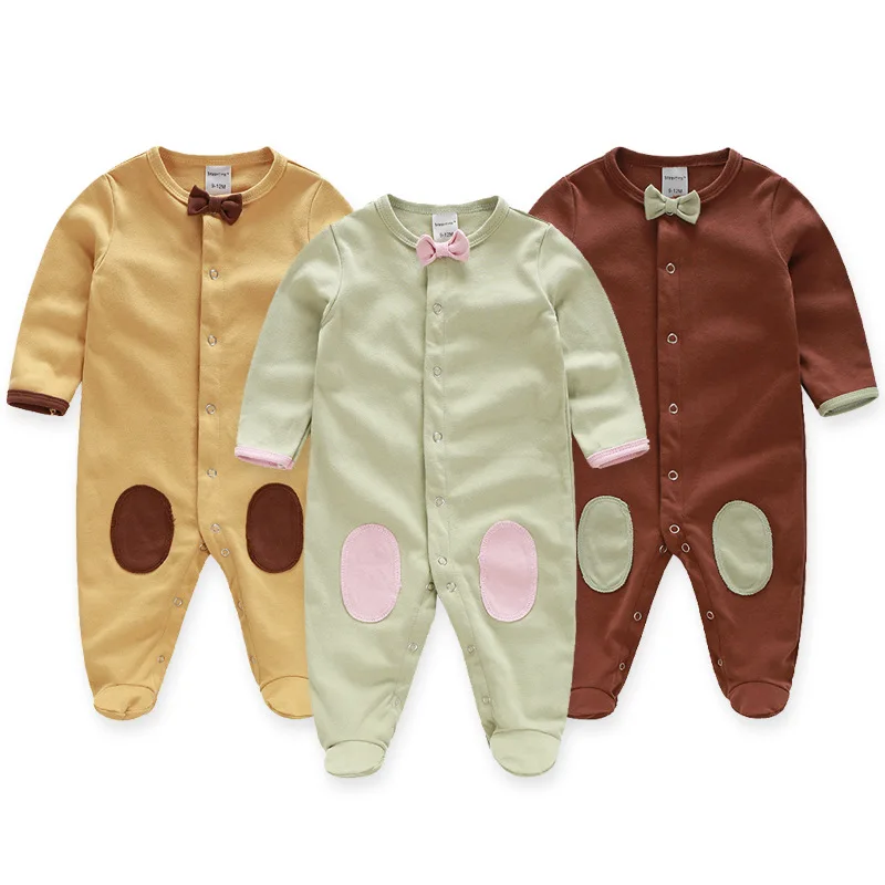 

Berrytime Infant Spring Clothing Mixed Colors Butterfly Bowtie Long Sleeve Foot-closed Baby Onesie Crawling Clothes Ha2541