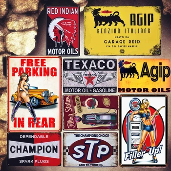 

Motor Oil Shabby Chic Plaque Metal Tin Signs Garage Pub Decorative Plates Motor Types Painting Gasoline Wall Art Stickers ZSS5