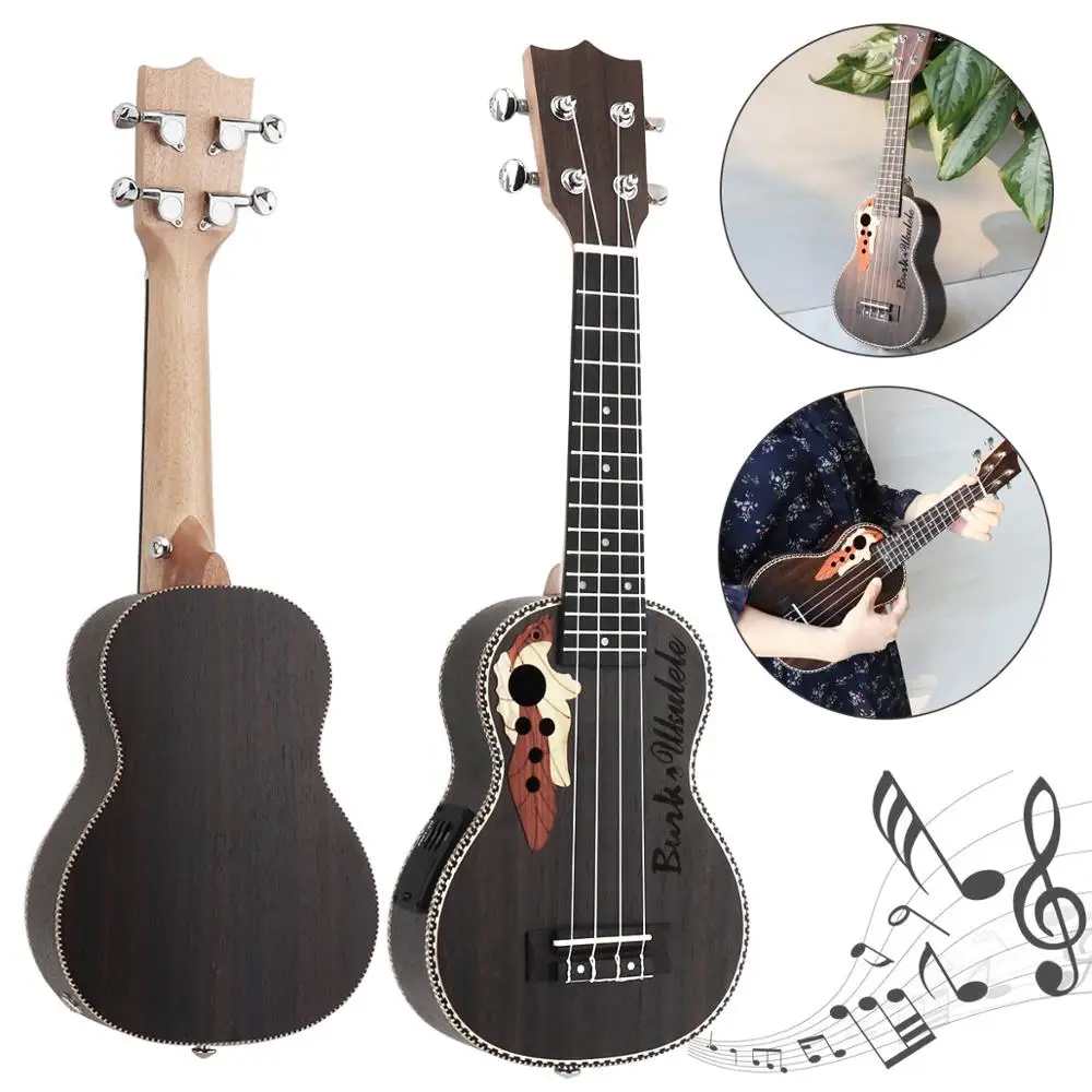 

Ukulele 21" Acoustic Ukelele Spruce Ukulele 15 Fret 4 Strings Guitar Guitarra with Built-in EQ Pickup Christmas Gift hot sale