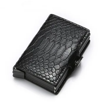 

YAMBUTO New Anti Thief RFID Smart Men Double Box Wallets Money Bag Male Wallet Leather Aluminum Metal Purse Bank ID Card Case