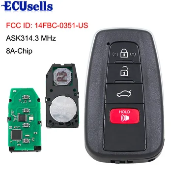 

3+1/4 Button ASK314.3MHz Smart Remote Key Fob 8A-Chip FCC ID:14FBC-0351-US suit for 2018-2019 Camry