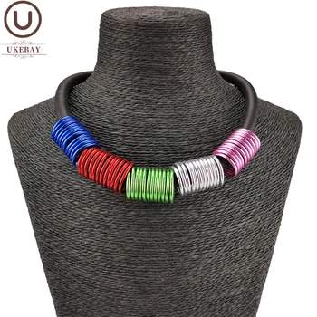 

UKEBAY New Multicolor Aluminum Wire Choker Necklaces Women Gothic Necklace Handmade Jewelry Match Clothes Fashion Sweater Chains