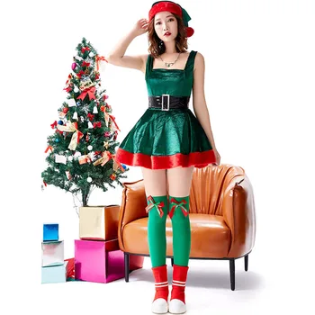 

New Green Bow Tie Christmas Skirt, Christmas Eve Party Tutu Halloween Costumes for Women Cosplay Women