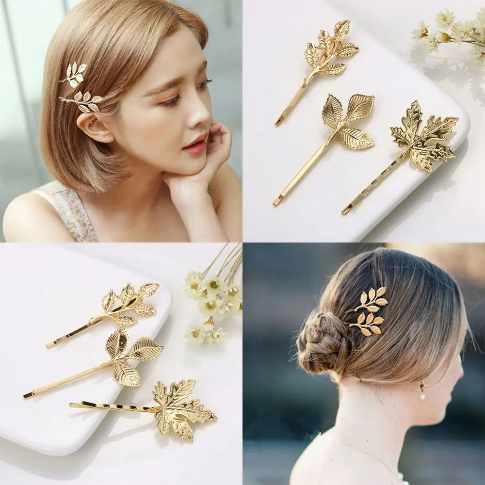 

Elegant Hair Styling Tool Metal Barrettes Bride Hairpins Leaf Shape Women Hair Clip