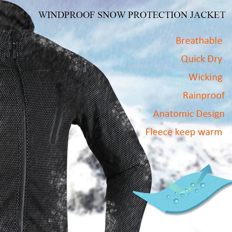 Fleece Cycling Jacket Man Winter Thermal Mountain Bike Jacket Waterproof Bicycle Coat Windproof Reflective MTB cycling jacket cycling clothes reflective jacket