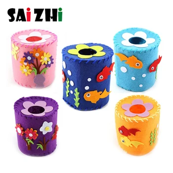 

Saizhi Non-woven Handmade DIY Paper Towel Tube Kids Cartoon DIY Sewing Set Felt Handwork Material DIY Needlework Supplies Kits