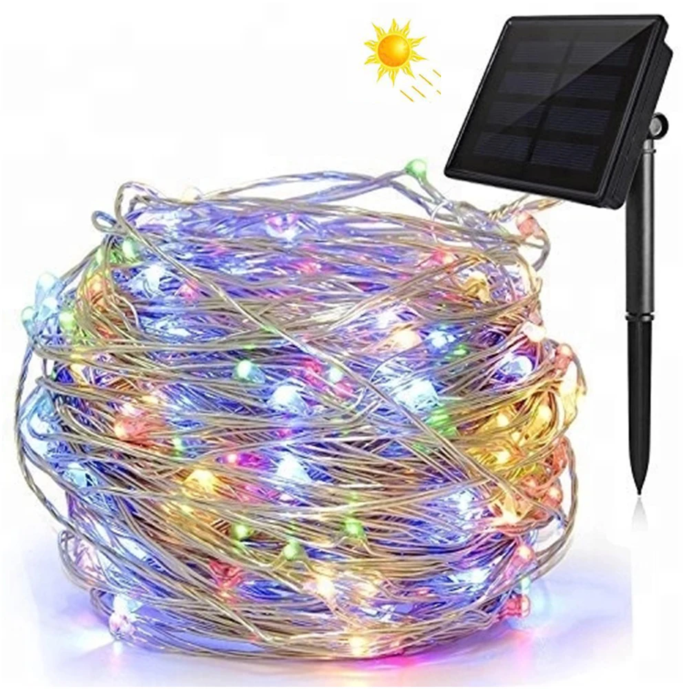 

1/2/4pcs 100/200LEDs Solar Strip Light Home Garden Copper Wire Light String Fairy Outdoor Solar Powered Christmas Party Decor