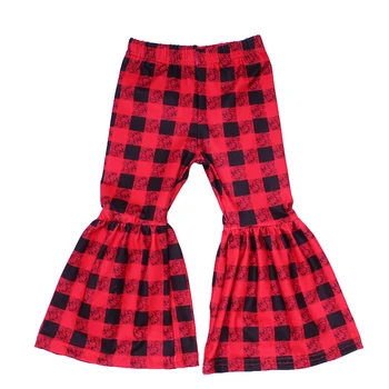 

Red Plaid Kids Bell Bottom Toddler Girl Flared Pants Milk Silk Bouqitue Leopard Leggings Girls New Spring Look Children Clothes