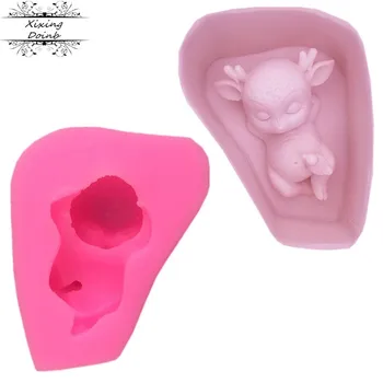 

Silicone mold cute cartoon deer shape chocolate fudge mold cake decoration Tools Kitchen Baking accessories