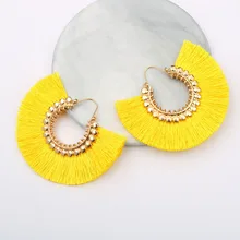 Серьги с кисточками в стиле бохо, модное ювелирное изделие Za, круглые Висячие серьги для женщин, Kolczyki, аксессуары Orecchini Donna