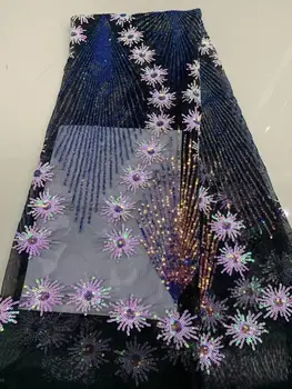 

(5yards/lot ) 2019 New High quality emerald African tulle lace French net lace fabric with Sequins for party FYA320