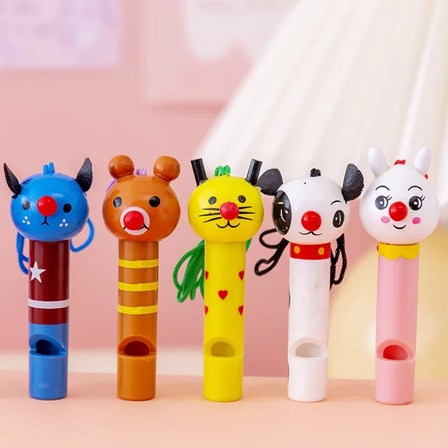 5Pcs Children Wooden Cute Cartoon Animal Small Whistle Baby Early Learning Education Toys Musical Instrument Woodiness Kids Gift 3