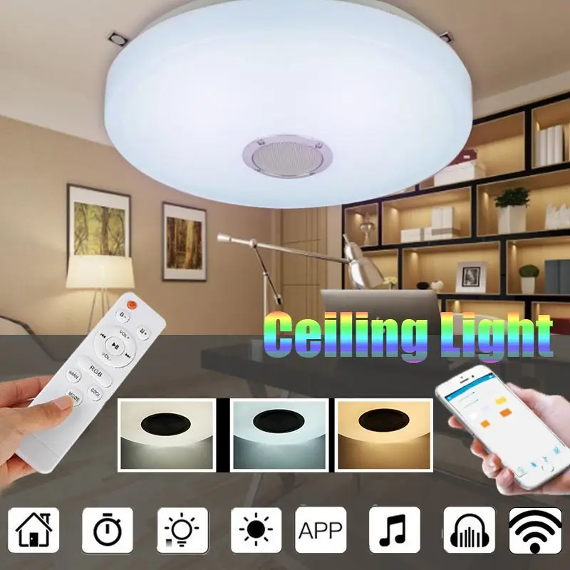 

Modern 48W Led ceiling Light Blue tooth Music ceiling lamp Color Dimmable APP remote control for living room/bedroom AC220V