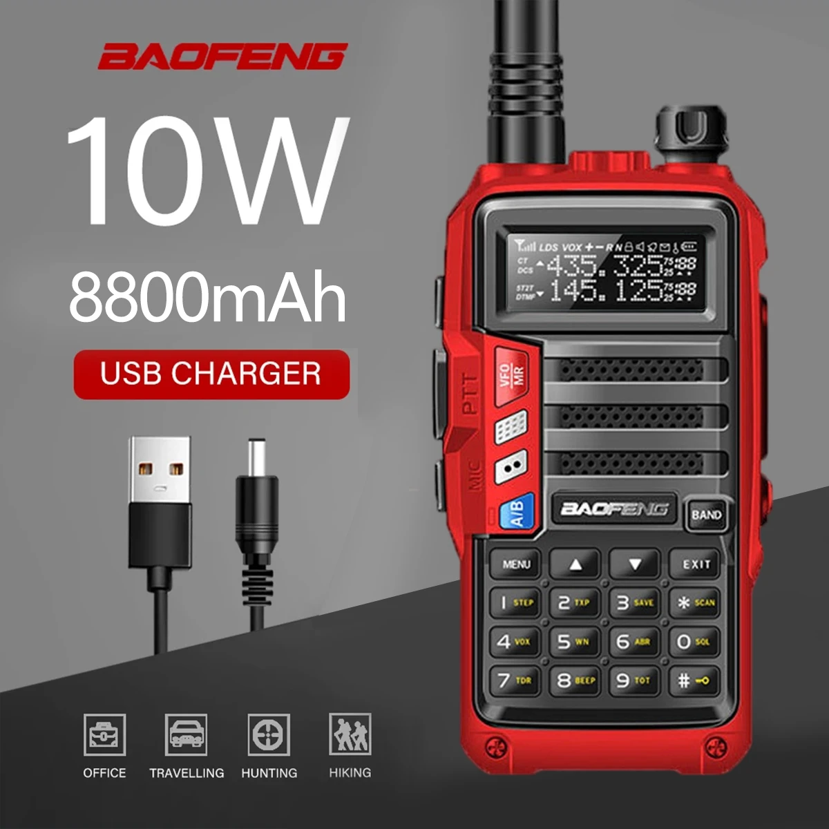 BaoFeng UV-5R 10W/8W Walkie Talkie Radio Station Comunicador UV5R Transceiver Dual Band Handheld  FM Transceiver CB Radio walkie talkie communication