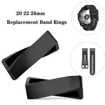 

20 22 26mm Soft Silicone Rings for Garmin Fenix 5S 5 5X Retaining keeper accessories loop hoop Black Replacement Fenix 6S 6 6X
