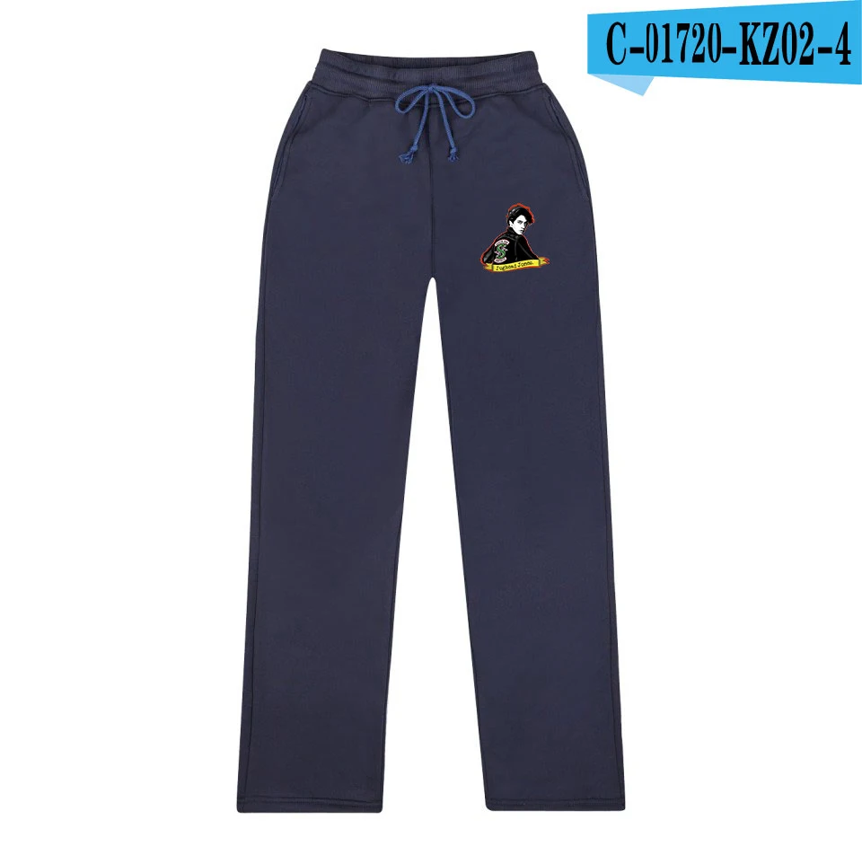 Navy Blue Стиль ривердейла печати осенние модные широкие брюки деньги Heist Горячие повседневные Модные тренировочные брюки - Цвет: Navy Blue