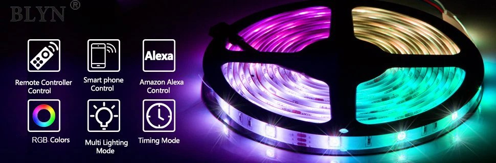 Wifi Bluetooth RGB Светодиодная лента 12 В Гибкая Диодная лента 5 м 10 м водонепроницаемая лента управление смартфоном Alexa Google Assistant адаптер