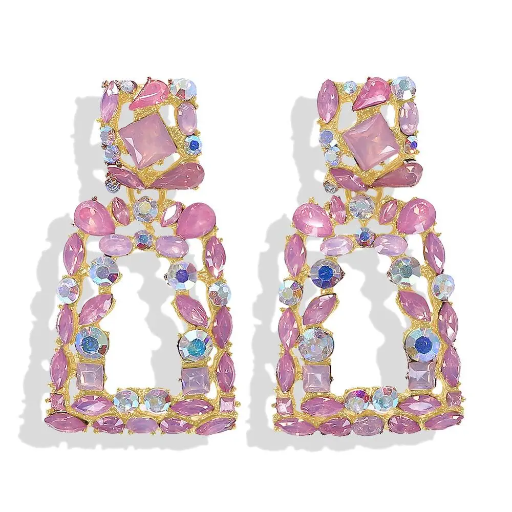 Style 13 Серьги-подвески с кристаллами Girlgo ZA, большие длинные квадратные Висячие серьги для женщин, модные вечерние свадебные ювелирные изделия, AD1 - Окраска металла: Style 13