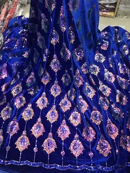

Wholesale the latest royal blue French mesh lace velvet fabric fabric high quality tulle fabric African lace Nigerian wedding