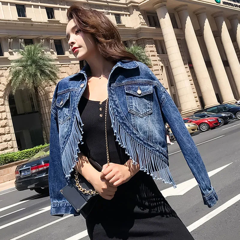 

Fashion new women loose Korean short net red wild autumn denim jacket
