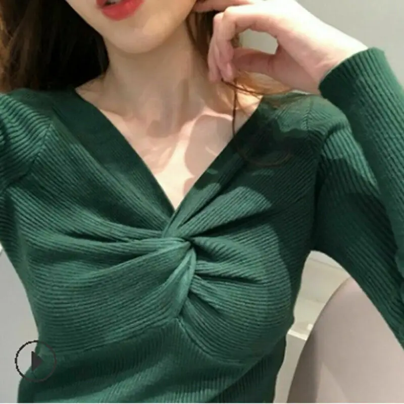 2020 Fashion Women Autumn Winter Women Sweaters Solid Slim Long-Sleeved V Collar Slim Bottom Knit Sweater Pull Female 2020 Fashion Women Autumn Winter Women Sweaters Solid Slim Long-Sleeved V Collar Slim Bottom Knit Sweater Pull Female