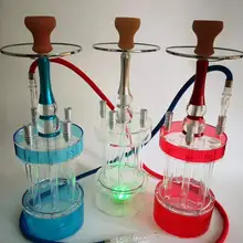 Гатлинг пистолет дизайн кальян Электрический светильник Акриловая ваза стеклянный поднос кальян 4 Емкость шланга светодиодные кальяны для вечерние